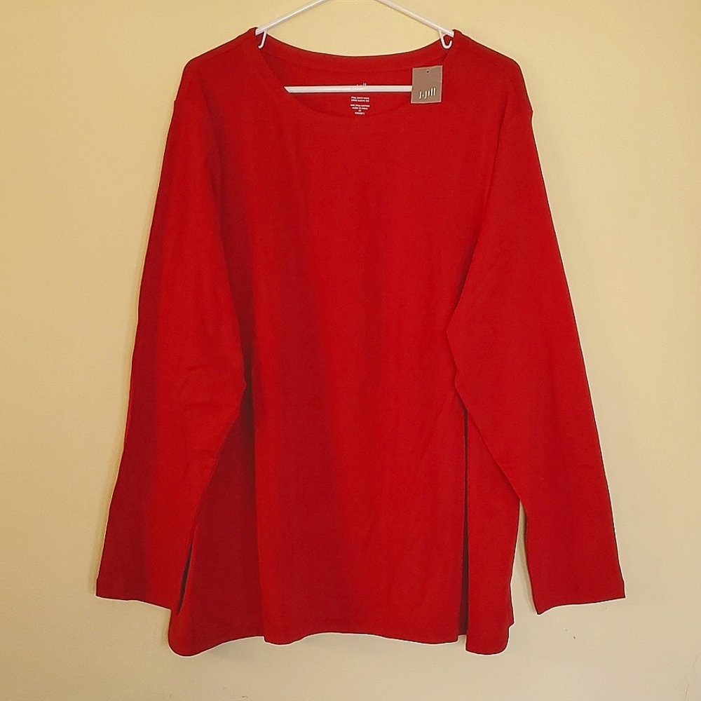 J. Jill Pima Cotton Crew Neck Long Sleeve Tee Size 4X NWT